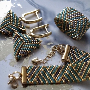 Kézzel készült Miyuki gyöngy szett - ékszer - karkötő - széles karkötő - Meska.hu