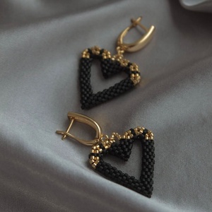 Fekete szív fülbevaló - ékszer - fülbevaló - karika fülbevaló - Meska.hu
