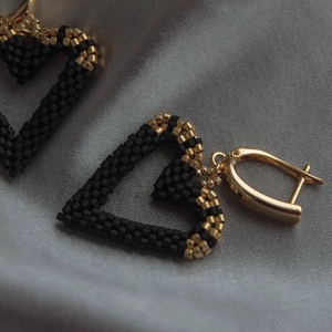 Fekete szív fülbevaló - ékszer - fülbevaló - karika fülbevaló - Meska.hu