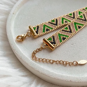 Gyöngy karkötő - Geometrikus minta - ékszer - karkötő - gyöngyös karkötő - Meska.hu