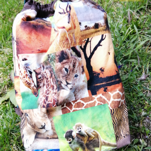 Afrika szafari állatos mintás textil zsák, tornazsák, Táska & Tok, Hátizsák, Tornazsák, Gymbag, Varrás, Meska