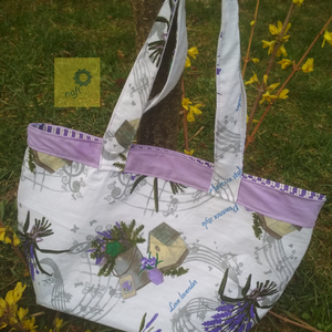 Textil ajándékos táska - közepes méretű, levendula mintás Provence stílusban - Meska.hu