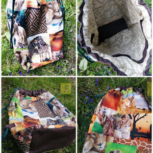Afrika szafari állatos mintás textil zsák, tornazsák - táska & tok - hátizsák - tornazsák, gymbag - Meska.hu