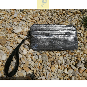 Akciós - Ezüst flitteres alkalmi textil kézitáska, csuklótáska , Táska & Tok, Pénztárca & Más tok, Kártyatartó & Irattartó, Varrás, MESKA