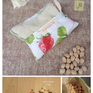 Meggymag párnácska eper mintás prémium lenvászon huzatban  - otthon & életmód - lakástextil - párna & párnahuzat - Meska.hu