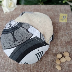 Cseresznyemag párna óra mintás pamutvászon huzatban, pánttal (handmade felirattal)  - otthon & életmód - lakástextil - párna & párnahuzat - Meska.hu
