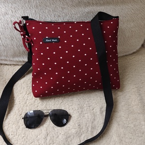 Bordó pöttyös textil táska - táska & tok - kézitáska & válltáska - vállon átvethető táska - Meska.hu