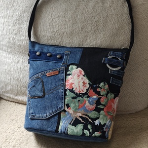 Nagy méretű farmer táska - táska & tok - kézitáska & válltáska - belső rendező - Meska.hu