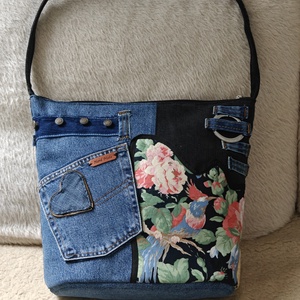 Nagy méretű farmer táska, Táska & Tok, Kézitáska & válltáska, Belső rendező, Varrás, MESKA