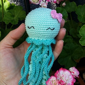 Mentazselé - medúza menta színben, Játék & Sport, Plüssállat & Játékfigura, Polip, Hímzés, Horgolás, MESKA