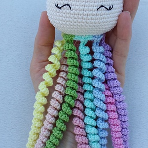 Polip pasztell színű szivárványos karokkal - játék & sport - plüssállat & játékfigura - polip - Meska.hu