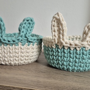 Nyuszifüles kosarak - ünnepi díszek, dekorációk - húsvéti díszek és dekorációk - húsvéti asztaldíszek - Meska.hu