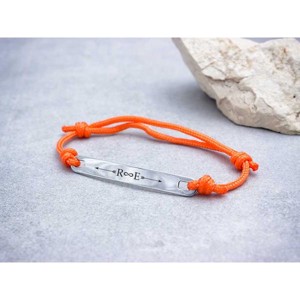 Egyetlen egyedi lapbetétes narancssárga microcord karkötő, Ékszer, Karkötő, Névre szóló karkötő, , MESKA