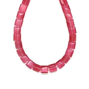 Fiber optic rózsaszín négyzet 8mm ékszerkészítő alapanyag (füzér), Kellékek & szerszámok, Ásvány alapanyag, Ásványfüzér, , MESKA