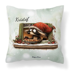 Névvel kérhető - Cuki karácsonyi mosómaci és a süti mintás párna, Otthon & Életmód, Lakástextil, Párna & Párnahuzat, Díszpárna (belsővel együtt), , MESKA