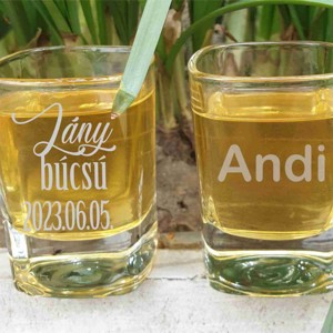 Lánybúcsú feles pohár gravírozva - Meska.hu