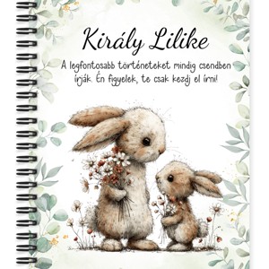Személyre szabható - Anya és a kicsi nyuszikája mintás A6-os füzet, Otthon & Életmód, Papír, írószer, Jegyzetfüzet & Napló, , MESKA