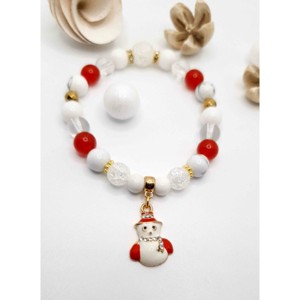 Hóember medálos ásványkarkötő - Meska.hu