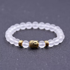 Matt hegyikristály buddha fejes ásványkarkötő arany, Ékszer, Karkötő, Ásványkarkötő, , MESKA