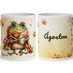 Névvel kérhető - Cuki őszi kávézós béka mintás bögre - Meska.hu