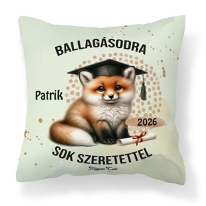Ballagás 2026: róka mintás egyedi párna névvel - személyre szabott emlék (POLI40-0405) - Meska.hu