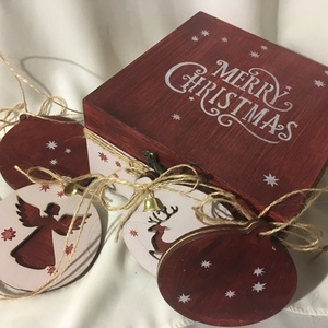 Karácsonyi díszek, ajándékkísérők díszdobozkában... - karácsony - Meska.hu