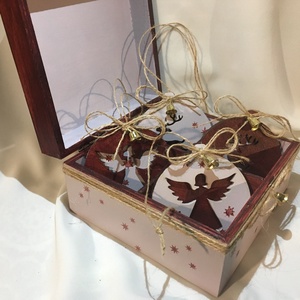 Karácsonyi díszek, ajándékkísérők díszdobozkában... - karácsony - Meska.hu