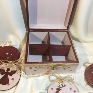 Karácsonyi díszek, ajándékkísérők díszdobozkában... - karácsony - Meska.hu