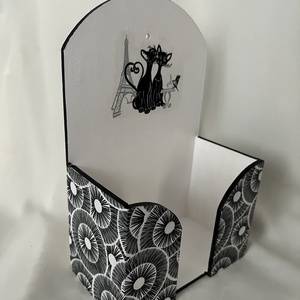 Macskás zsebkendő tartó , Otthon & Életmód, Tárolás & Rendszerezés, Zsebkendőtartó, Decoupage, transzfer és szalvétatechnika, Festett tárgyak, MESKA