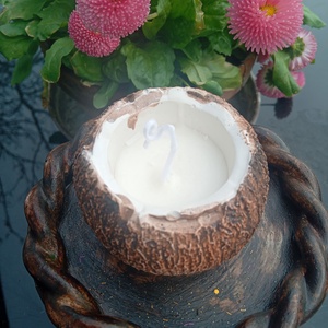 Hawaii kókuszdióhéj dekoráció 2 db - esküvő - dekoráció - asztaldísz - Meska.hu