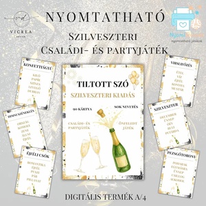 Szilveszteri Tiltott szó nyomtatható kártyajáték � nevetés, buli, évbúcsúztatás egy dobozban, Játék & Sport, Táblajáték és Kártyajáték, Kártya, , MESKA