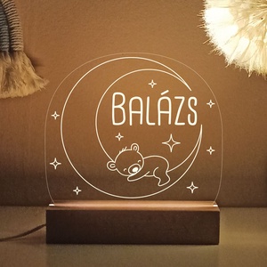 Akril éjjeli fény- maci és hold - otthon & életmód - babaszoba, gyerekszoba - babaszoba dekoráció - Meska.hu