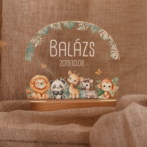 Akril éjjeli fény nyomtatott mintával- szafari állatok - otthon & életmód - babaszoba, gyerekszoba - babaszoba dekoráció - Meska.hu