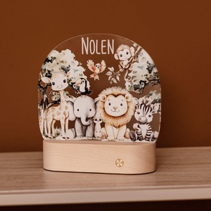 Akril éjjeli fény nyomtatott mintával- szafari - baba - mama - babaszoba dekoráció - éjszakai fény - Meska.hu