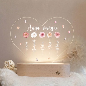 Akril éjjeli fény- Anya virágai - otthon & életmód - dekoráció - asztal és polc dekoráció - asztaldísz - Meska.hu