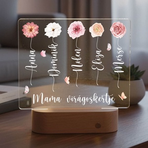 Akril éjjeli fény- Mama virágoskertje - Meska.hu