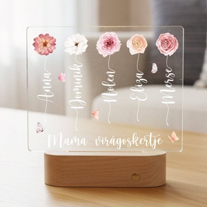 Akril éjjeli fény- Mama virágoskertje - otthon & életmód - dekoráció - asztal és polc dekoráció - asztaldísz - Meska.hu