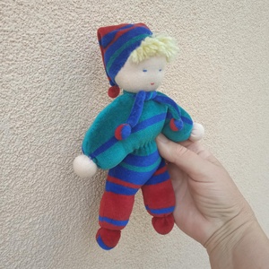 Csíkos plüss waldorf jellegű  baba - játék & sport - baba & babaház - baba - Meska.hu