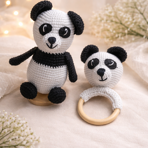 Babaköszöntő szett pandás  - baba - mama - babalátogató ajándékcsomag - Meska.hu