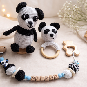 Babaköszöntő szett pandás  - baba - mama - babalátogató ajándékcsomag - Meska.hu