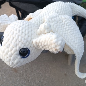 Horgolt nagy fehér sárkány  - Meska.hu