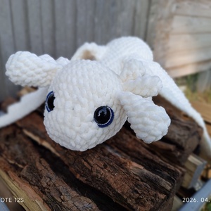 Horgolt nagy fehér sárkány  - játék & sport - plüssállat & játékfigura - plüss sárkány - Meska.hu