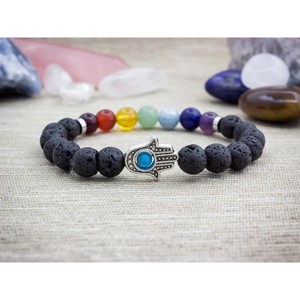Hamsa medálos csakra ásvány karkötő, Ékszer, Karkötő, Ásványkarkötő, , MESKA