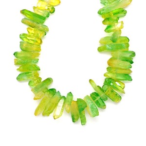 Hegyikristály nyers csúcs szin zöld 10x20-30mm ékszerkészítő alapanyag (füzér), Kellékek & szerszámok, Ásvány alapanyag, Ásványfüzér, , MESKA