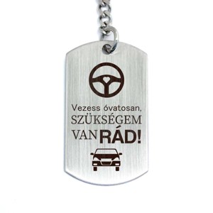 Vezess óvatosan acél medálos kulcstartó - táska & tok - kulcstartó & táskadísz - kulcstartó - Meska.hu