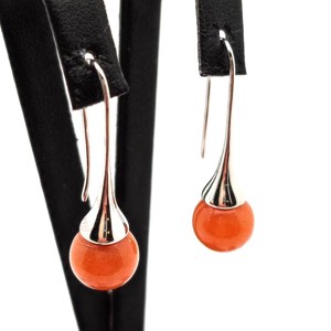 Fülbevaló golyó barack aventurin kürt lógós 10mm, Ékszer, Fülbevaló, Lógó fülbevaló, , MESKA