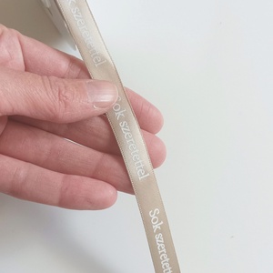 Sok szeretettel szalag 12 mm széles - kellékek & szerszámok - rövidáru - szalag, pánt - szatén szalag - Meska.hu