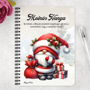 Személyre szabható - Cuki karácsonyi manó mintás A6-os füzet - otthon & életmód - papír, írószer - jegyzetfüzet & napló - Meska.hu