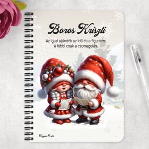 Személyre szabható - Éneklő karácsonyi manók mintás A6-os füzet - otthon & életmód - papír, írószer - jegyzetfüzet & napló - Meska.hu