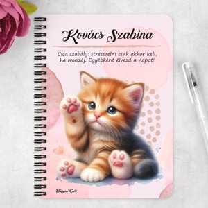 Személyre szabható - Cuki tapis vörös cicus mintás A6-os füzet - otthon & életmód - papír, írószer - jegyzetfüzet & napló - Meska.hu